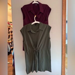 SHEIN Set of 2 button down chiffon tunic sleeveless dress shirts